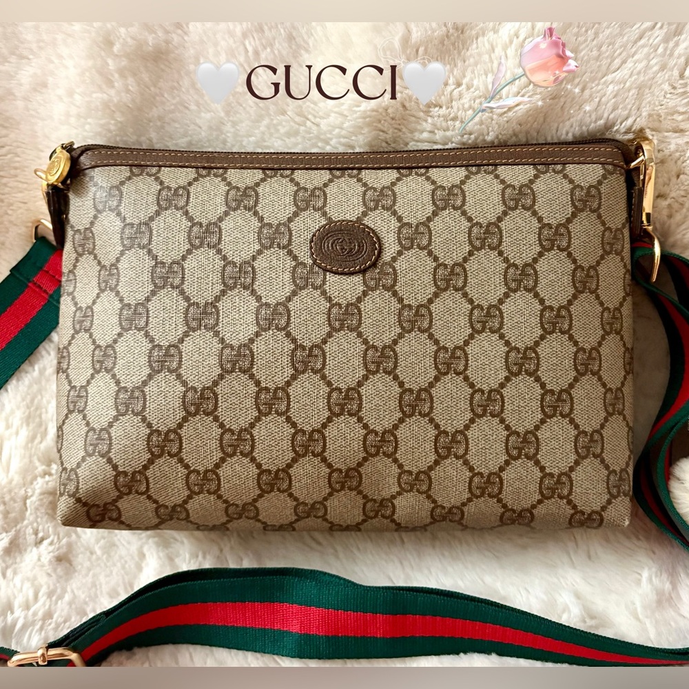 💗Auth💗GUCCI Ophidia sherryline GG Monogram Clutch Bag✨